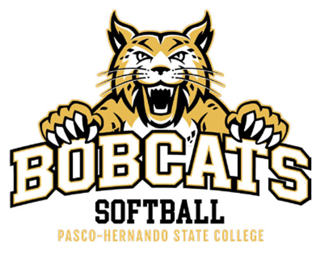 Bobcat lunge with white wordmark and sports name - softball