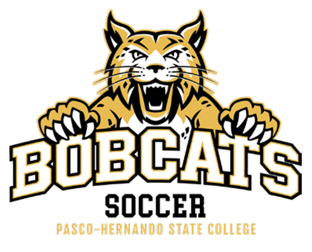 Bobcat lunge with white wordmark and sports name - soccer