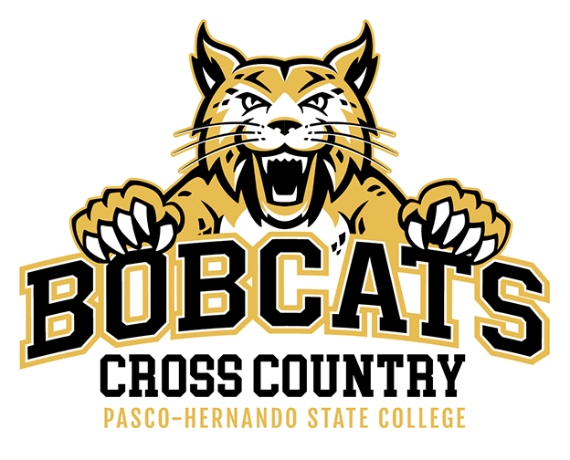 Bobcat lunge with black wordmark and sports name - cross country