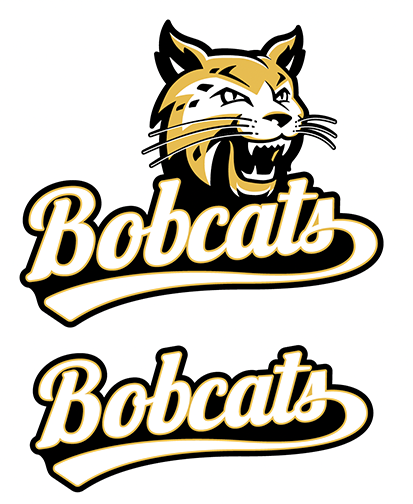 Bobcat head side with white script wordmark