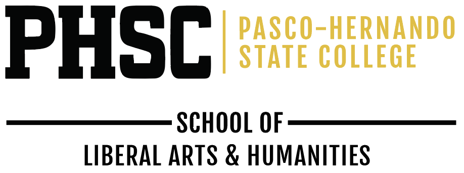 PHSC logo lock-up with text stating "School of Liberal Arts and Humanities"