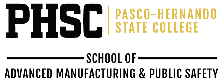 PHSC logo lock-up with text stating "School of Advanced Manufacturing and Public Safety"