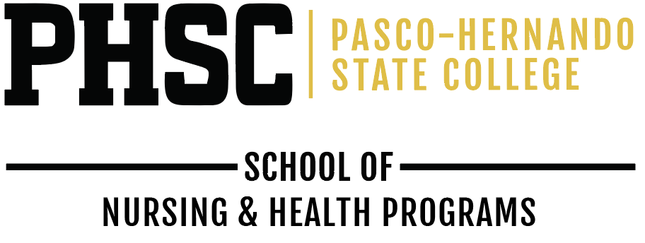 PHSC logo lock-up with text stating "School of Nursing and Health Programs"